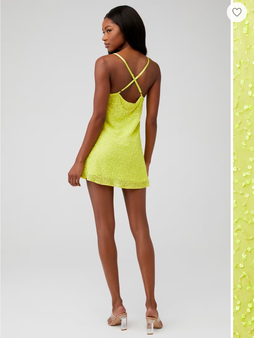 Show Me Your MuMu Neon Yellow Beaded Cowl Neck Mini Dress - Picture 2 of 3